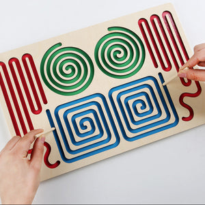 Tablero de Madera Montessori de Trazado y Abecedario Doble Cara