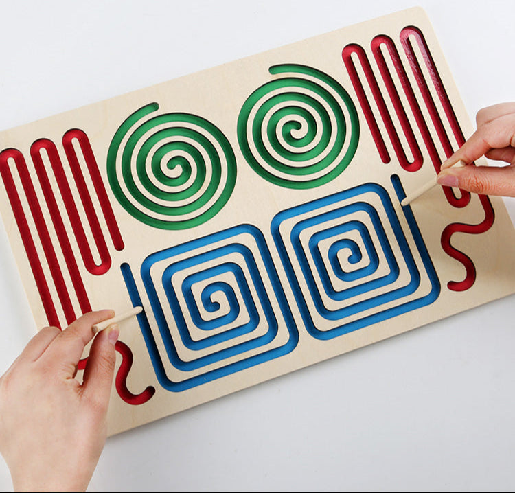 Tablero de Madera Montessori de Trazado y Abecedario Doble Cara