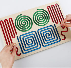 Tablero de Madera Montessori de Trazado y Abecedario Doble Cara