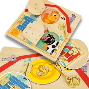 Tablero Montessori con Cerraduras - Casa de los Animales