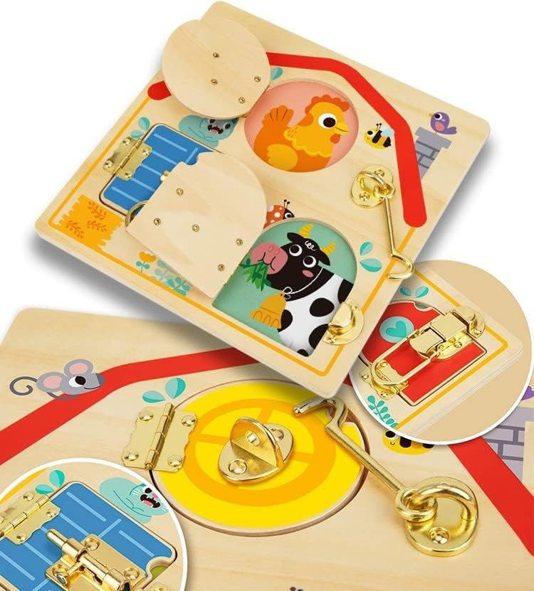 Tablero Montessori con Cerraduras - Casa de los Animales