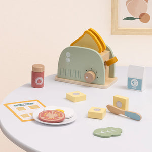 Tostadora de Madera con Accesorios – Juego de Desayuno Infantil