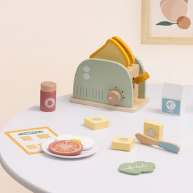 Tostadora de Madera con Accesorios – Juego de Desayuno Infantil
