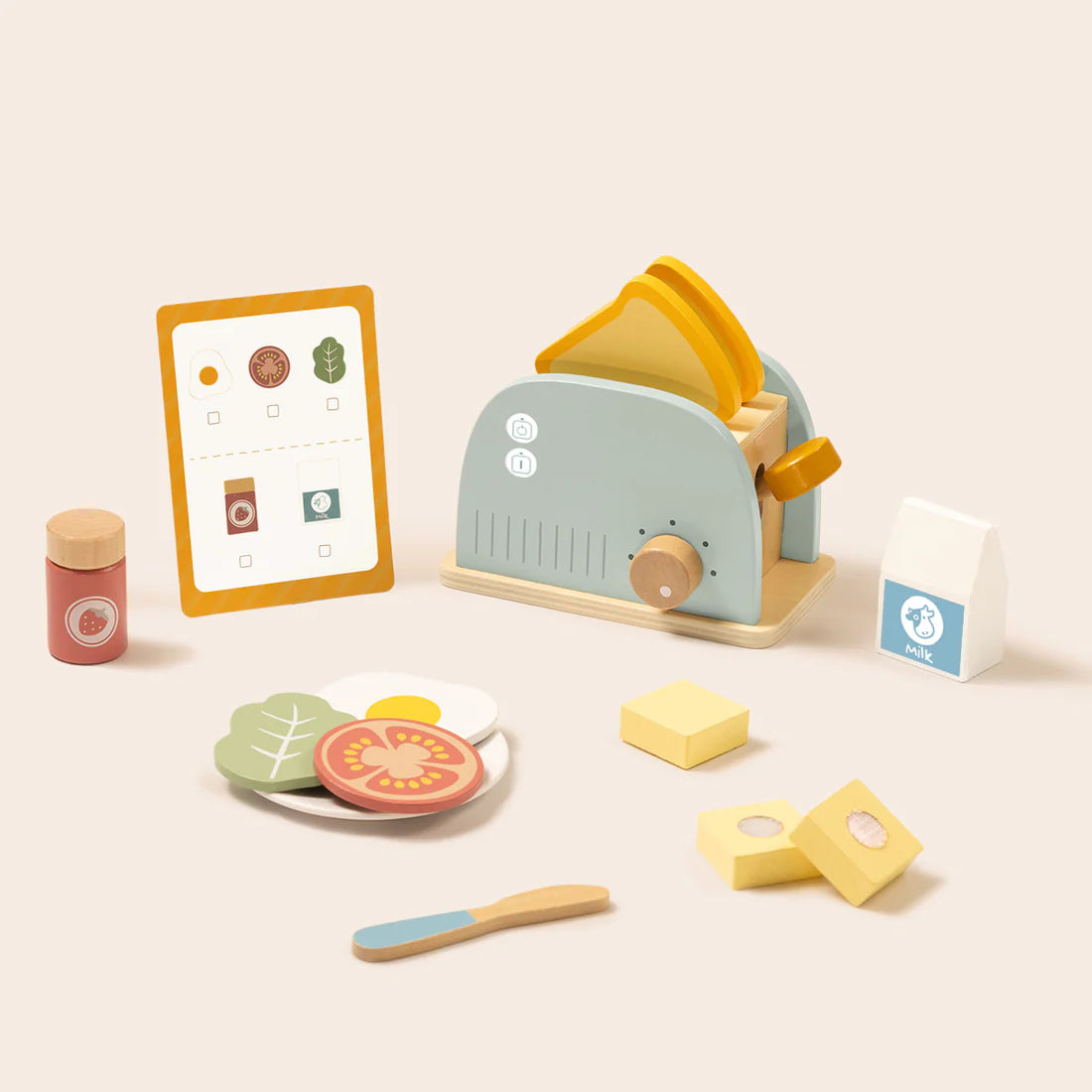Tostadora de Madera con Accesorios – Juego de Desayuno Infantil