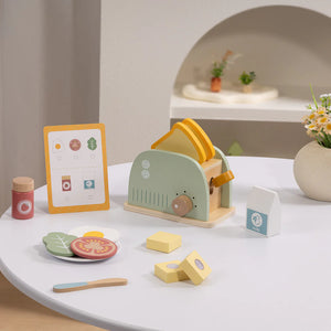 Tostadora de Madera con Accesorios – Juego de Desayuno Infantil