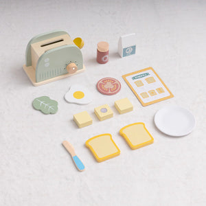 Tostadora de Madera con Accesorios – Juego de Desayuno Infantil