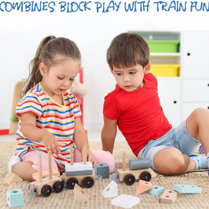 Tren de Bloques de Madera - 18 Piezas