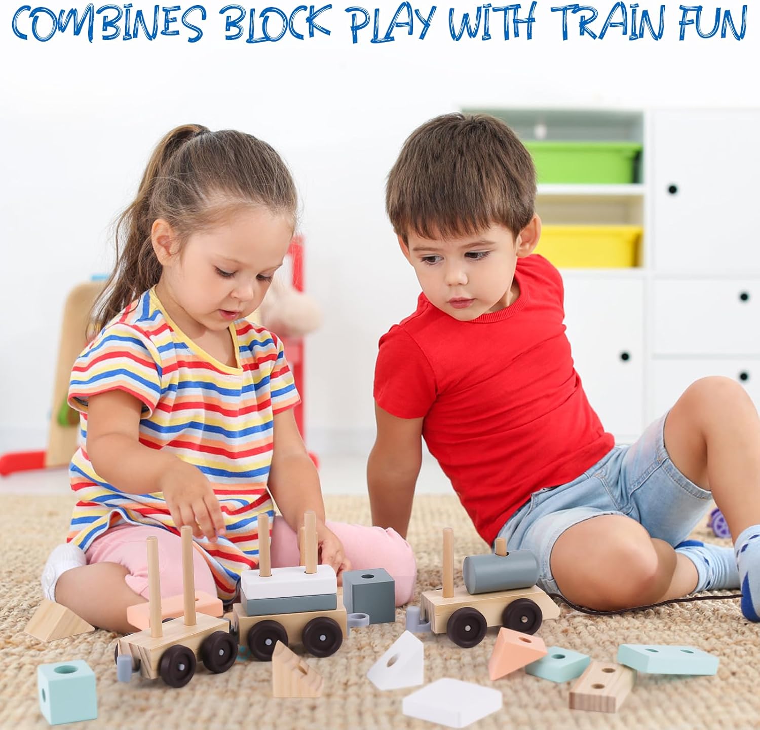 Tren de Bloques de Madera - 18 Piezas