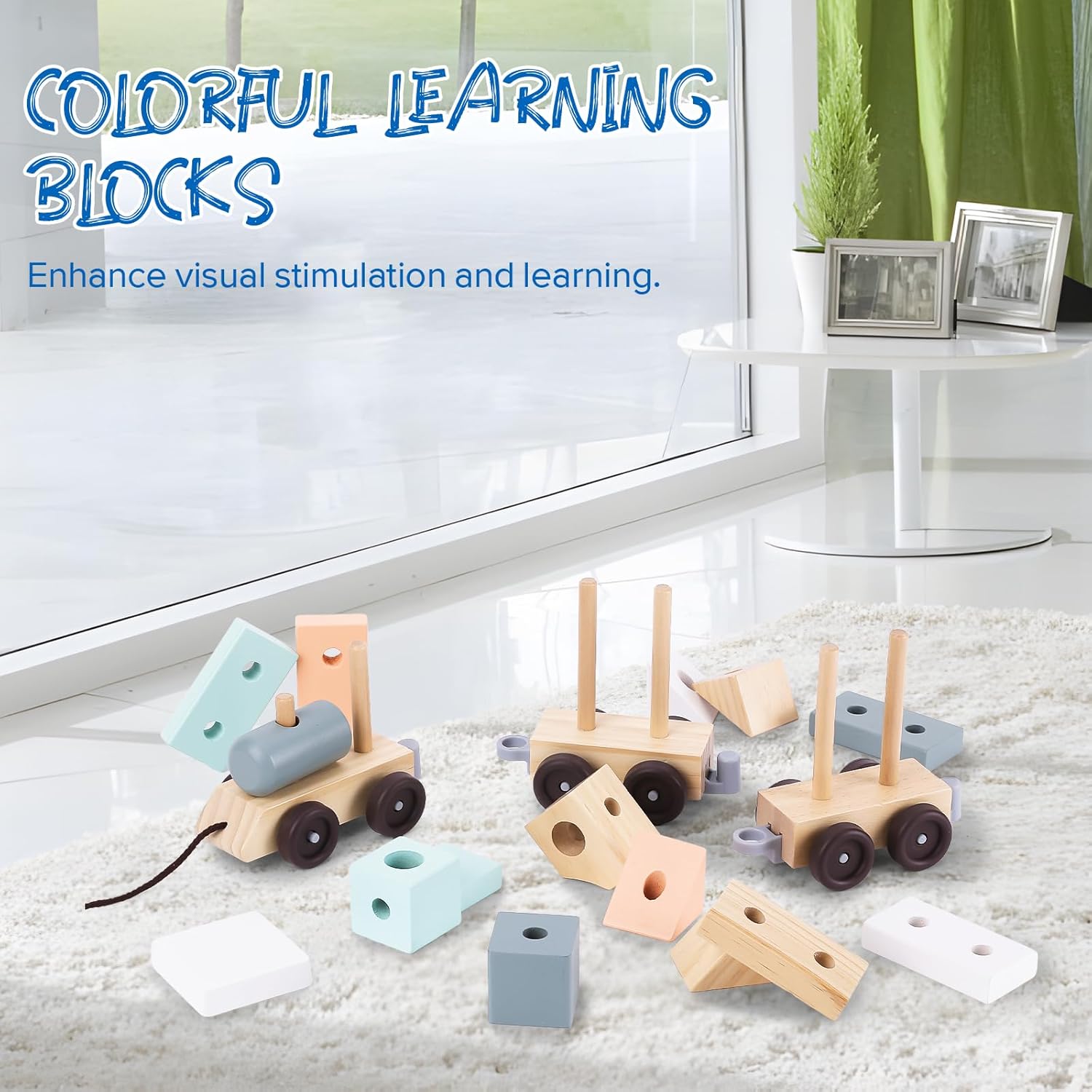 Tren de Bloques de Madera - 18 Piezas