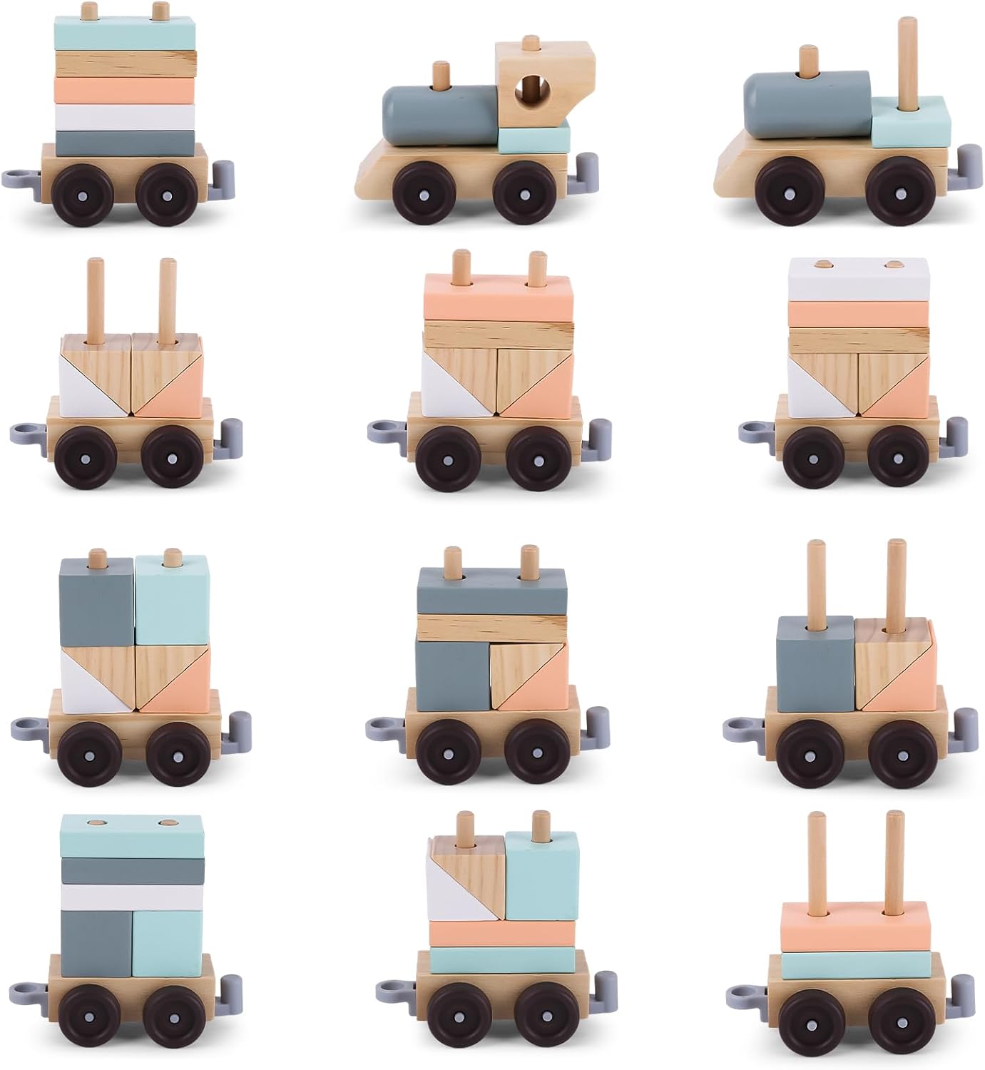 Tren de Bloques de Madera - 18 Piezas
