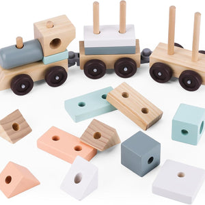 Tren de Bloques de Madera - 18 Piezas