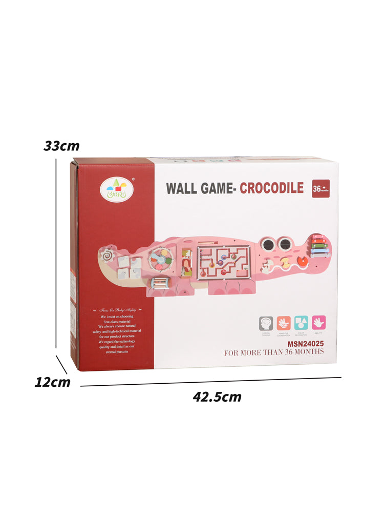 Juego de Pared Cocodrilo de Madera Multifuncional – Estaciones de Juego Montessori